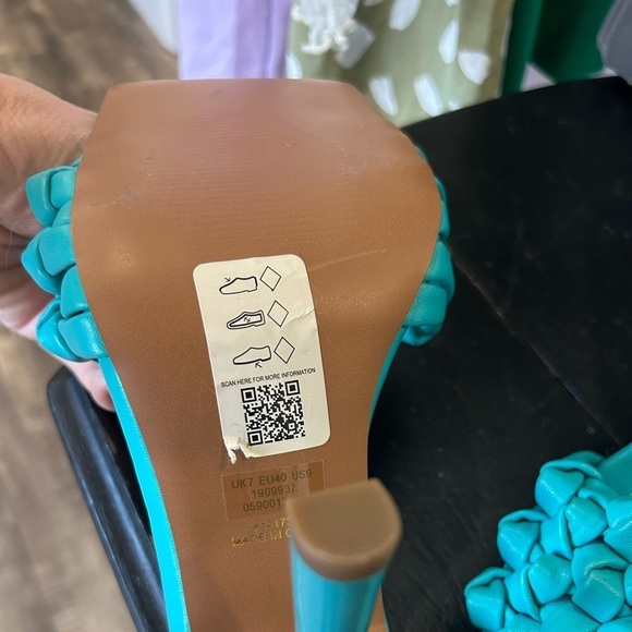 ASOS Wide Fit Nuno knotted high heeled slip on mules in blue size 9 NWT - Picture 4 of 4